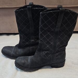 Chanel Black Quilted Mid-Calf Women's Boots Sz 6.5